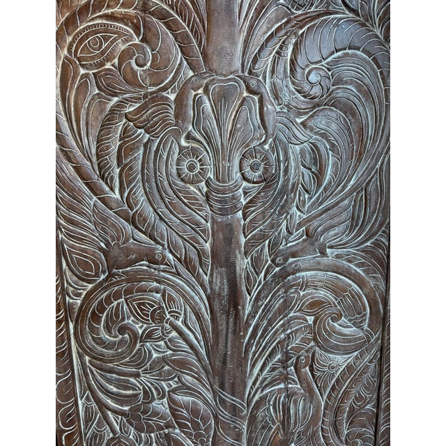 Kalpavriksha Tree of Life Carved Wood Door – Vintage Sliding Barn Door Wall Panel 84x36 For Sale In Orlando - Image 6 of 6