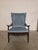 1950s armchair by Framar Elegant Swedish-style armchair. Teak wood frame. Reupholstered in blue velvet and replaced with...
