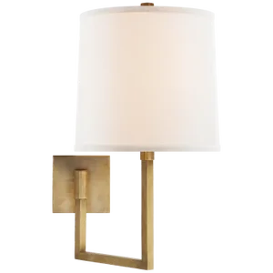 Barbara Barry for Visual Comfort Signature Aspect Large Articulating Sconce in Soft Brass with Ivory Linen Shade