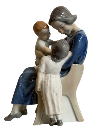Ceramic Figurine of Mother and Her Children from Royal Copenhagen, 20th Century