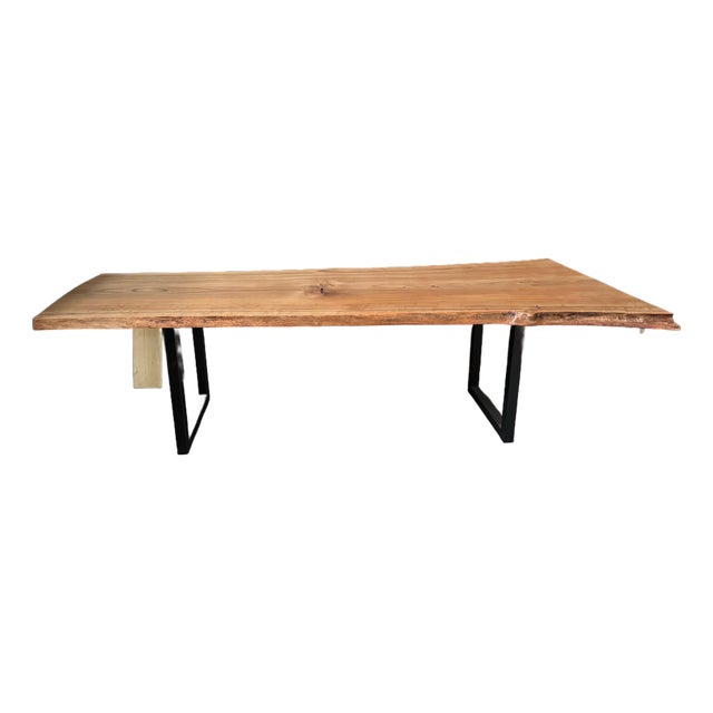 Live-Edge Elm Slab Dining or Conference Table For Sale