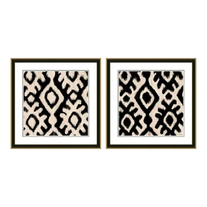 Stitched White on Black & Stitched Black on White by Dana Gibson, Framed Art Prints - Set of 2