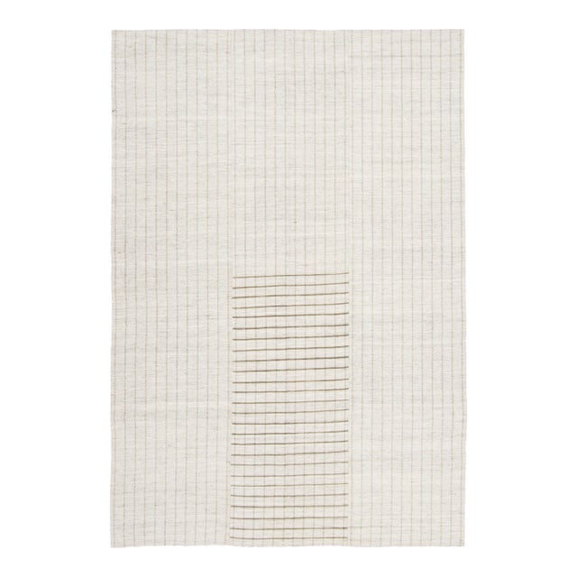 Vintage Kilim Wool Rug With Stripes in Cream & Brown by Rug & Kilim, 1950-1959 For Sale