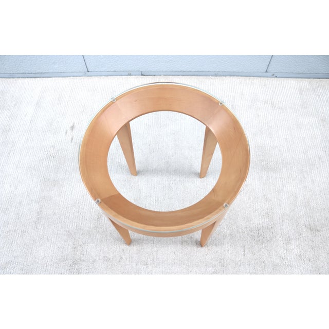 2010s Modern Mark Goetz for Bernhardt Design Cirque Maple and Glass Round Side Table For Sale - Image 5 of 12
