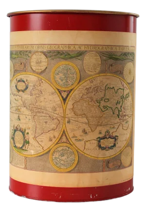 Vintage Keller Charles of Philadelphia Waste Basket “The World in Hemisphere”