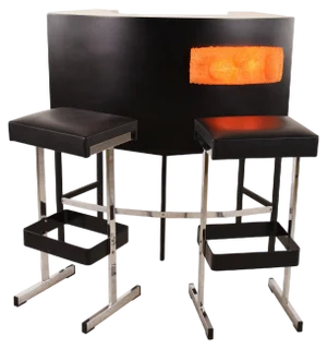 Vintage Illuminated Bar with Stools, 1970s, Set of 3