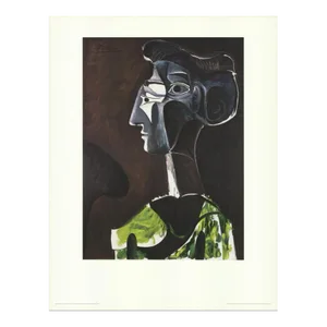1986 Pablo Picasso 'Grand Profil' Modernism Black, White & Green Germany Offset Lithograph