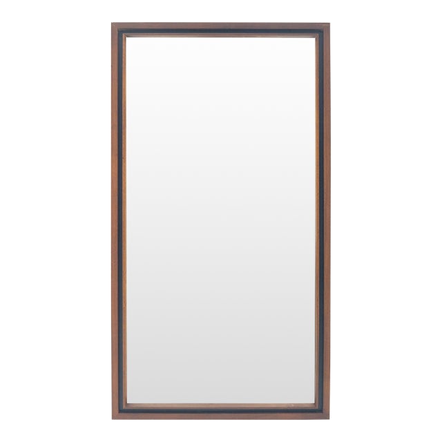Very Fine Solid Walnut Aluminum Frame Cut Corner Rectangle Shape Beveled Mirror For Sale