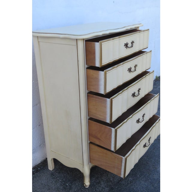 French Shabby Chic Painted Tall Chest of Drawers For Sale - Image 12 of 12