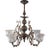 Late 19th Century Ornate Five Light Gas Chandelier With Gas Shades For Sale