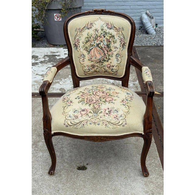 Antique French Louis XV Style Armchair, 1920s For Sale - Image 3 of 14