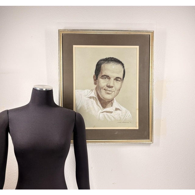 Vintage 1971 Woodi Ishmael Signed Original Pastel Portrait of a Man For Sale - Image 13 of 14