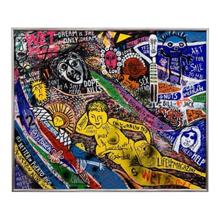 God Bless America Neo-Expressionist Painting in the Spirit of the Basquiat Signed S. Solomon, 1982 For Sale