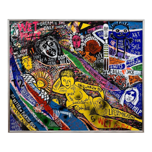 God Bless America Neo-Expressionist Painting in the Spirit of the Basquiat Signed S. Solomon, 1982