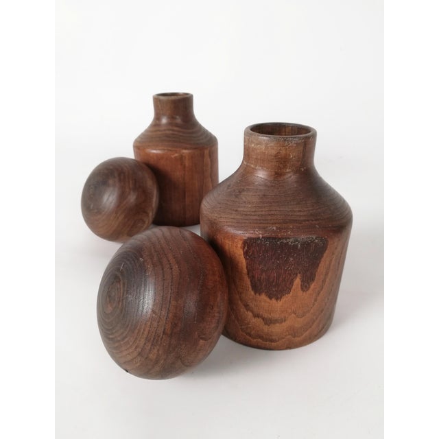 Vintage Alpine Bottles or Vases in Turned Ash Wood, 1960s, Set of 2 For Sale - Image 18 of 18