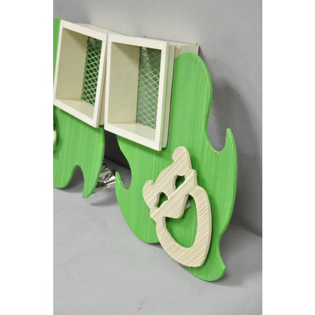 Green Vintage Mid Century Modern Green Theater Mask Shadowbox Wall Pocket Shelf - Pair For Sale - Image 8 of 17