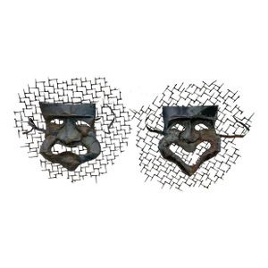 C. 1950s Manner of Weinberg Brutalist Thespian Wall Sculptures - a Pair