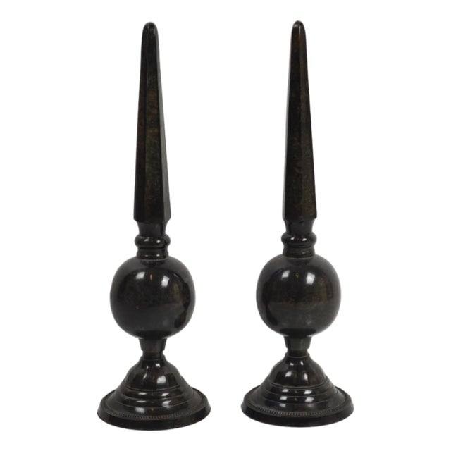 Neoclassical Metal Obelisks, 1970s, Set of 2 For Sale