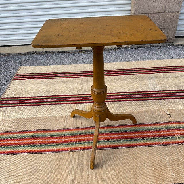 Antique Pennsylvania Spider Leg Candlestand in Mustard Yellow Paint, Circa 1820s For Sale - Image 6 of 12