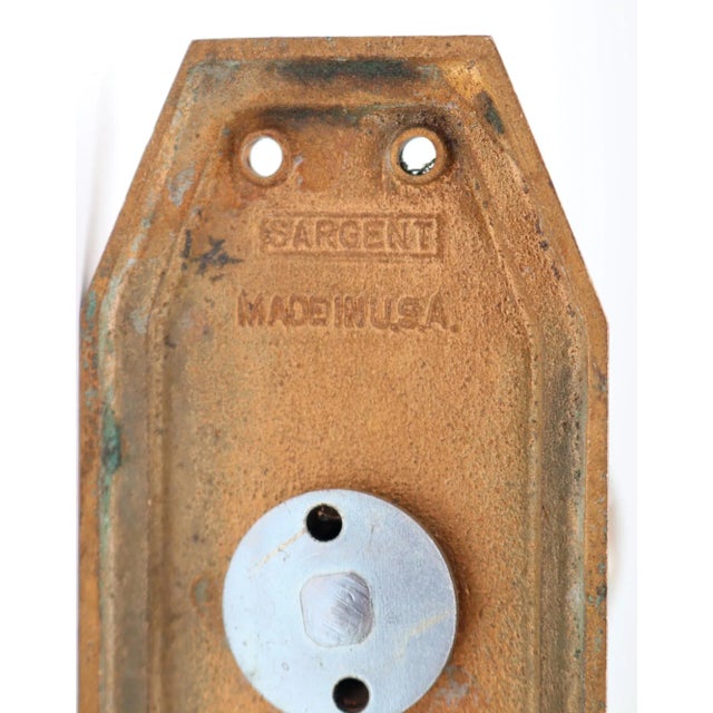 Vintage Round Glass Art Deco Brass Dummy Door Knob Set For Sale - Image 6 of 7