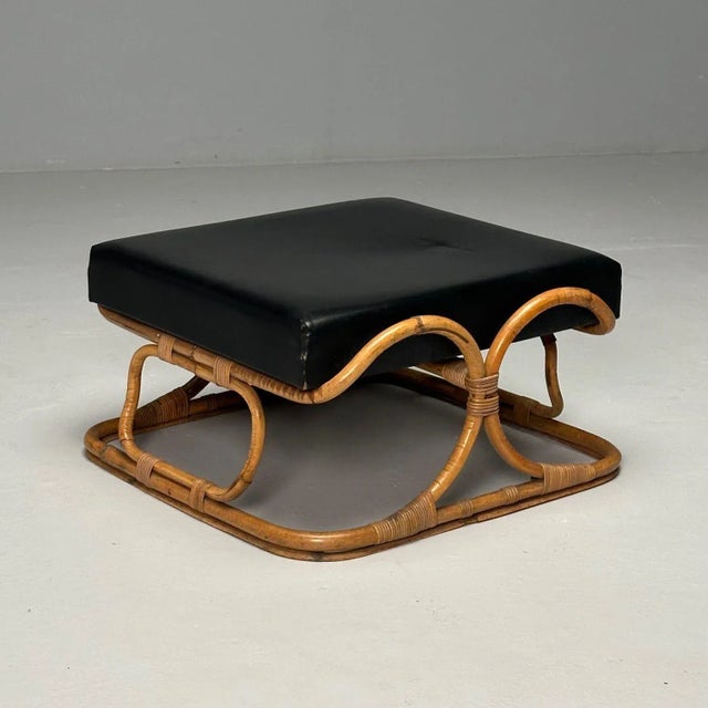 Isa Ponte San Pietro, Italian Mid-Century Modern, Armchair, Ottoman, Rattan For Sale - Image 9 of 12