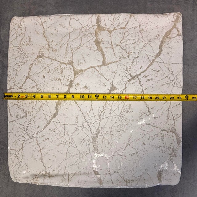 2020s Handmade Designer Marble Crackle Velvet Pillow Cover Metallic Cream Gold 23x22 For Sale - Image 5 of 6