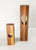 We are selling this pair of simple wood Mid-Century Modern bud vases. These vases have simple form and construction with...