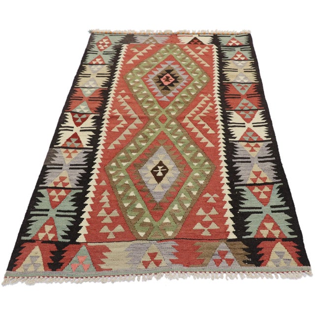 Tribal Vintage Persian Shiraz Kilim Rug, 03'00 X 05'00 For Sale - Image 3 of 9