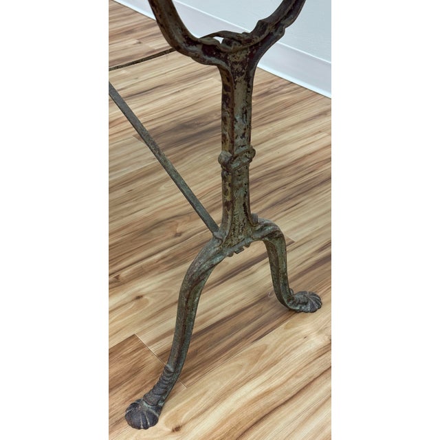 Gray Antique French Style Marble Top Cast Iron Bistro Table For Sale - Image 8 of 16