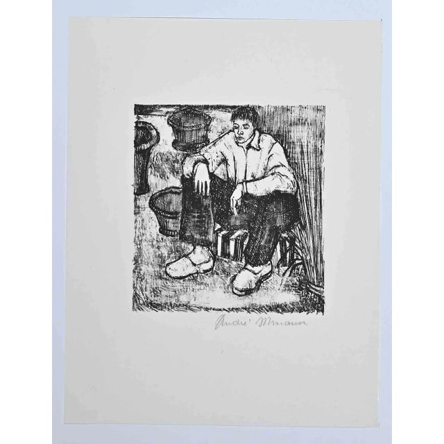 Andre Minaux, The Boy, Original Lithograph, Mid-20th-Century For Sale - Image 3 of 3