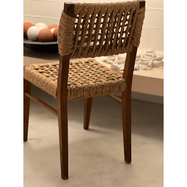 Chair by Adrien Audoux & Frida Minet for Vibo Vesoul, 1950s Made of woven raffia and oak Good condition Seat height: 45 cm...