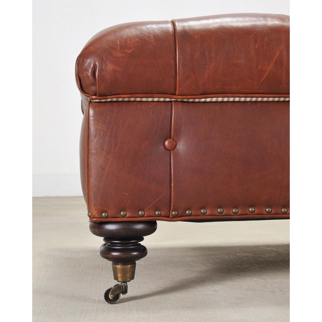 Ralph Lauren English Brierly Leather Writer's Ottoman 4 Ft For Sale - Image 11 of 18