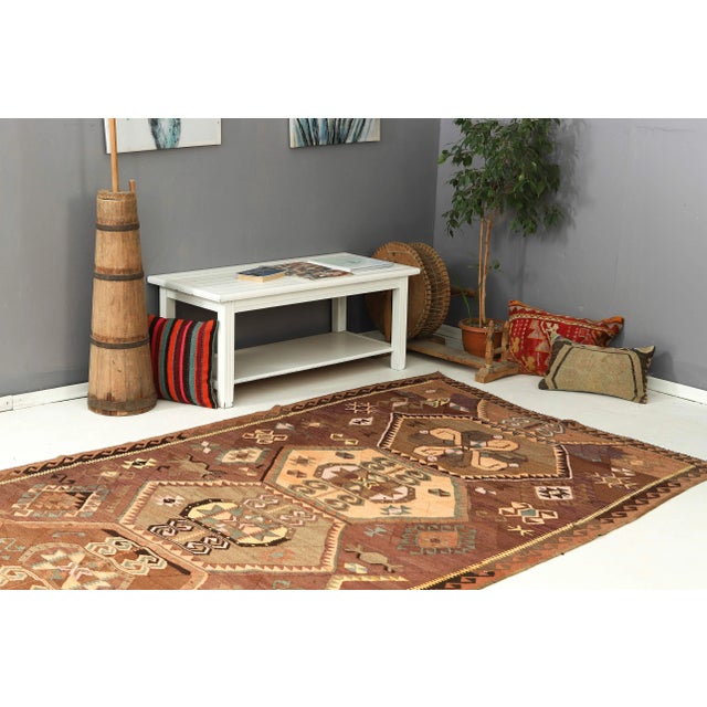 Mid 20th Century Vintage Turkish Kars Kilim Rug For Sale In Los Angeles - Image 6 of 7