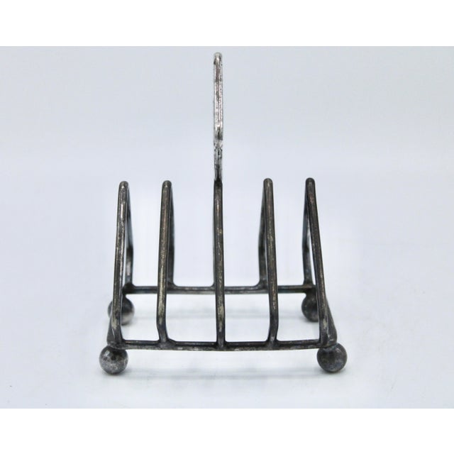 1940s 1940s Art Deco English Silver Plate Toast Rack / Letter Holder / Stationary Organizer For Sale - Image 5 of 7