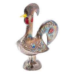 Rooster of Barcelos in Relief Silver For Sale