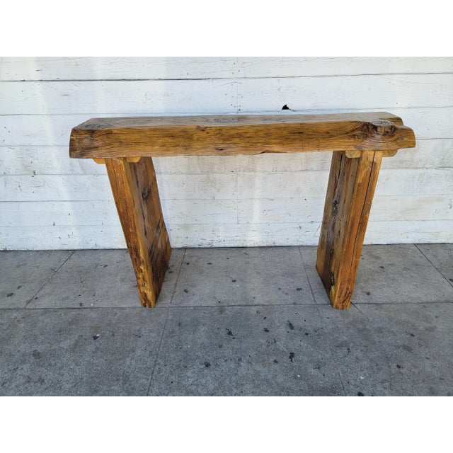 Rustic Slab Wood Consolé Table For Sale - Image 13 of 13