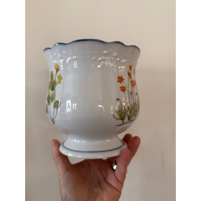 Vintage Takahashi Floral Pedestal Planter | Raised Footed Cachepot | Japanese Stoneware For Sale In Chicago - Image 6 of 6