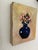 Sweet bold and vibrant bouquet of roses in a deep cobalt blue vase makes this simple rustic painting charming and elegant...