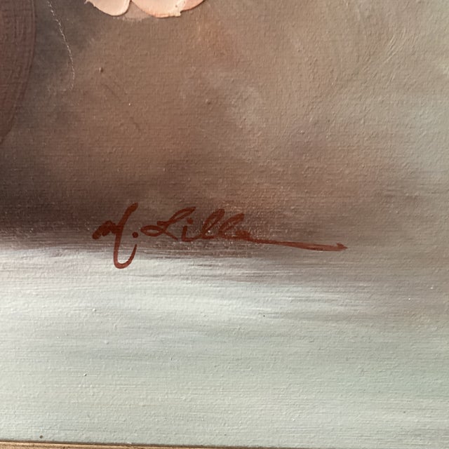 Vintage Floral Still Life Rose Bouquet in Vase Oil Painting on Canvas Signed Framed For Sale - Image 9 of 12