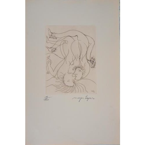 Meyer Lazar, Overwhelming Love, Nude, 1974, Original Signed Etching For Sale