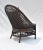 Vintage Rattan Curved Back Chair Attributed to Palecek, Blue & White, 1990s For Sale In Philadelphia - Image 6 of 13