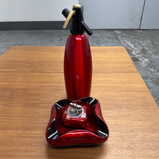 Late 20th Century Vintage iSi Austria Red Soda Siphon, Ashtray + Table Lighter Set For Sale - Image 5 of 12