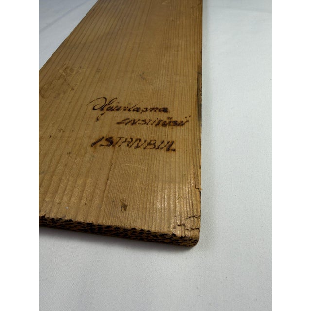Mid 20th Century Mid-Century Turkish Pyrography Panel of an Ottoman Lady, İstanbul Olgunlaşma Enstitüsü For Sale - Image 5 of 16