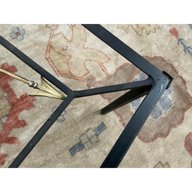 Vintage Neoclassical Style Iron and Brass Glass Top Coffee Table For Sale - Image 12 of 12
