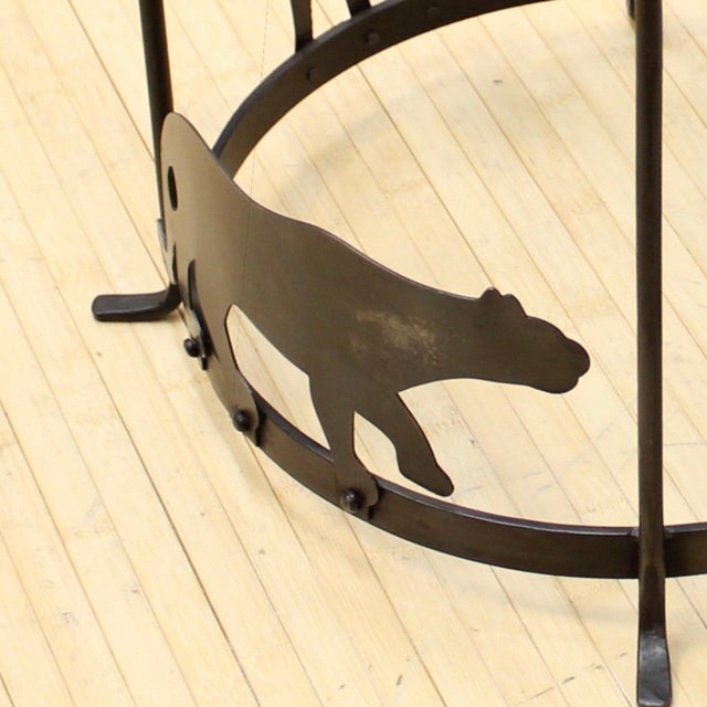 Restoration Hardware Vintage Wrought Iron SideTable With Safari Animal Silhouette For Sale - Image 4 of 6