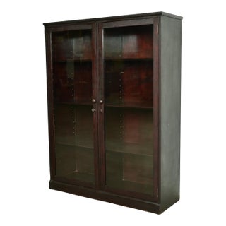 Stickley Brothers Style Antique Arts & Crafts Mahogany Double Bookcase Cabinet, Circa 1900 For Sale