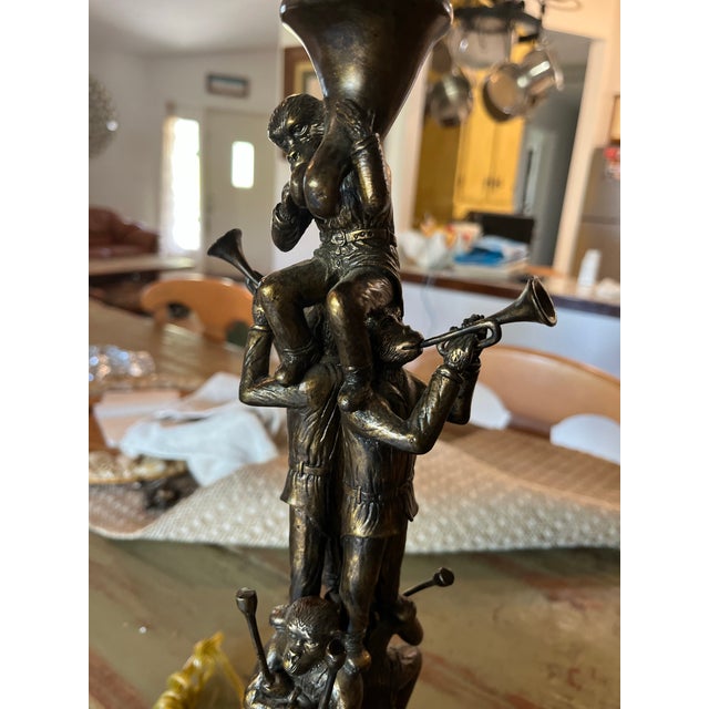 Vintage Maitlandoi-Smith Monkey Band Table Lamp With Original Monkey Finial For Sale - Image 10 of 12