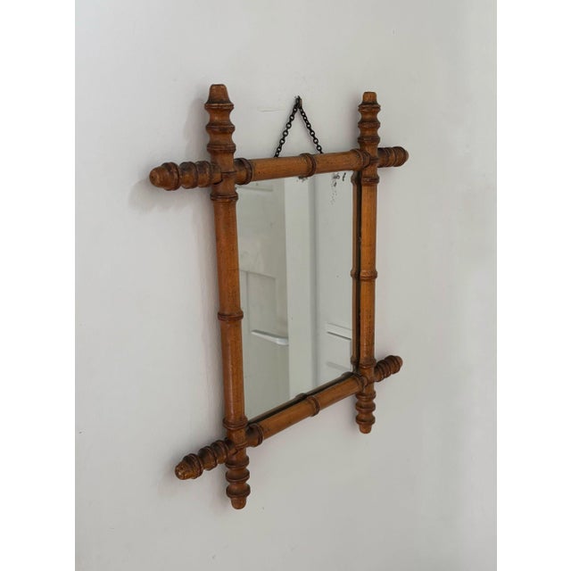 Faux-Bamboo Wall Mirror, France, 1940s For Sale - Image 3 of 9