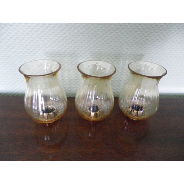 Three-Light Pendant Lamp in Varnished Turned Wood with Amber Tulip-Shaped Glass Shades, France, 1970s For Sale - Image 13 of 18