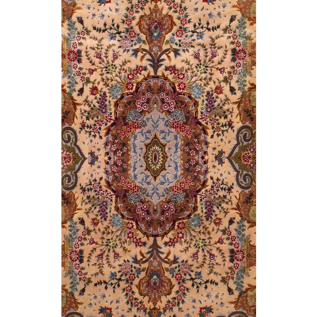 Extremely Fine Persian Tabriz Signed by Master Weaver Rug 6'5" X 10’7" For Sale - Image 4 of 7